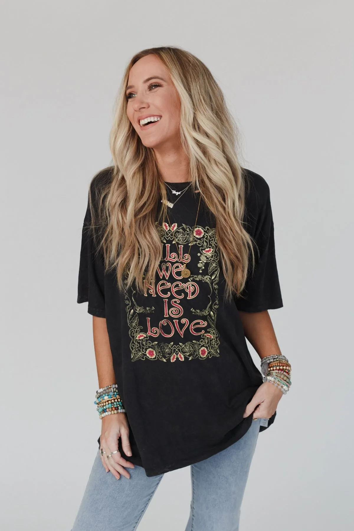 Share The Love Graphic Tee - Charcoal