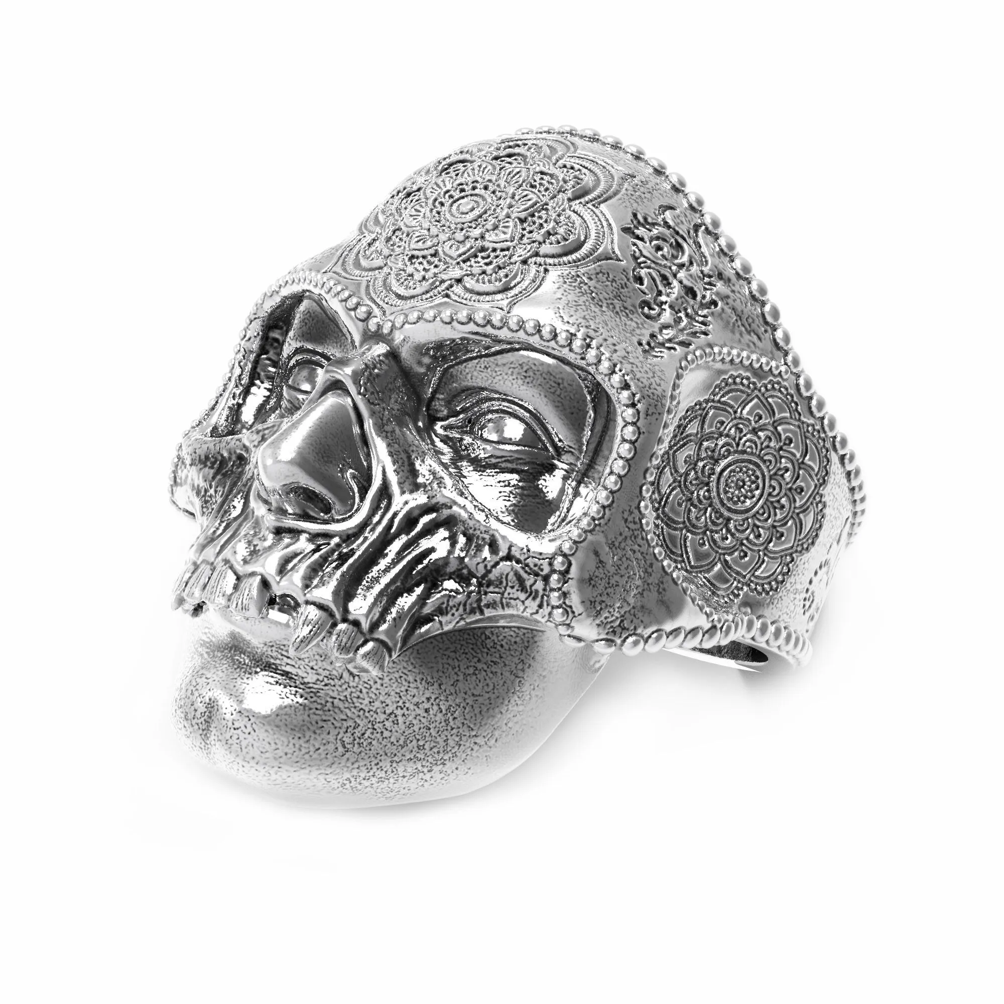 Skull Mask of ChakrasOrient Style MaskUnisex Ring Silver 925