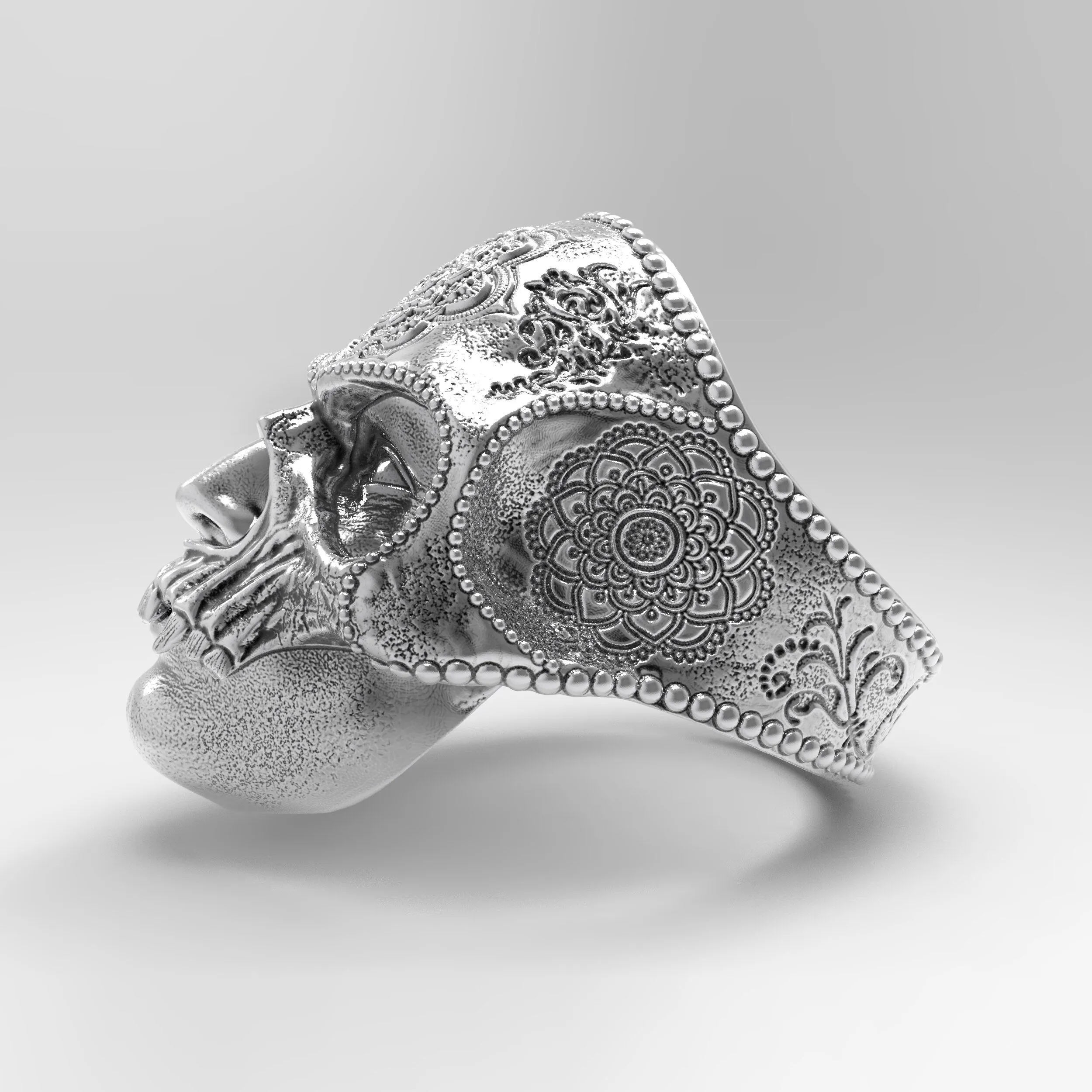 Skull Mask of ChakrasOrient Style MaskUnisex Ring Silver 925