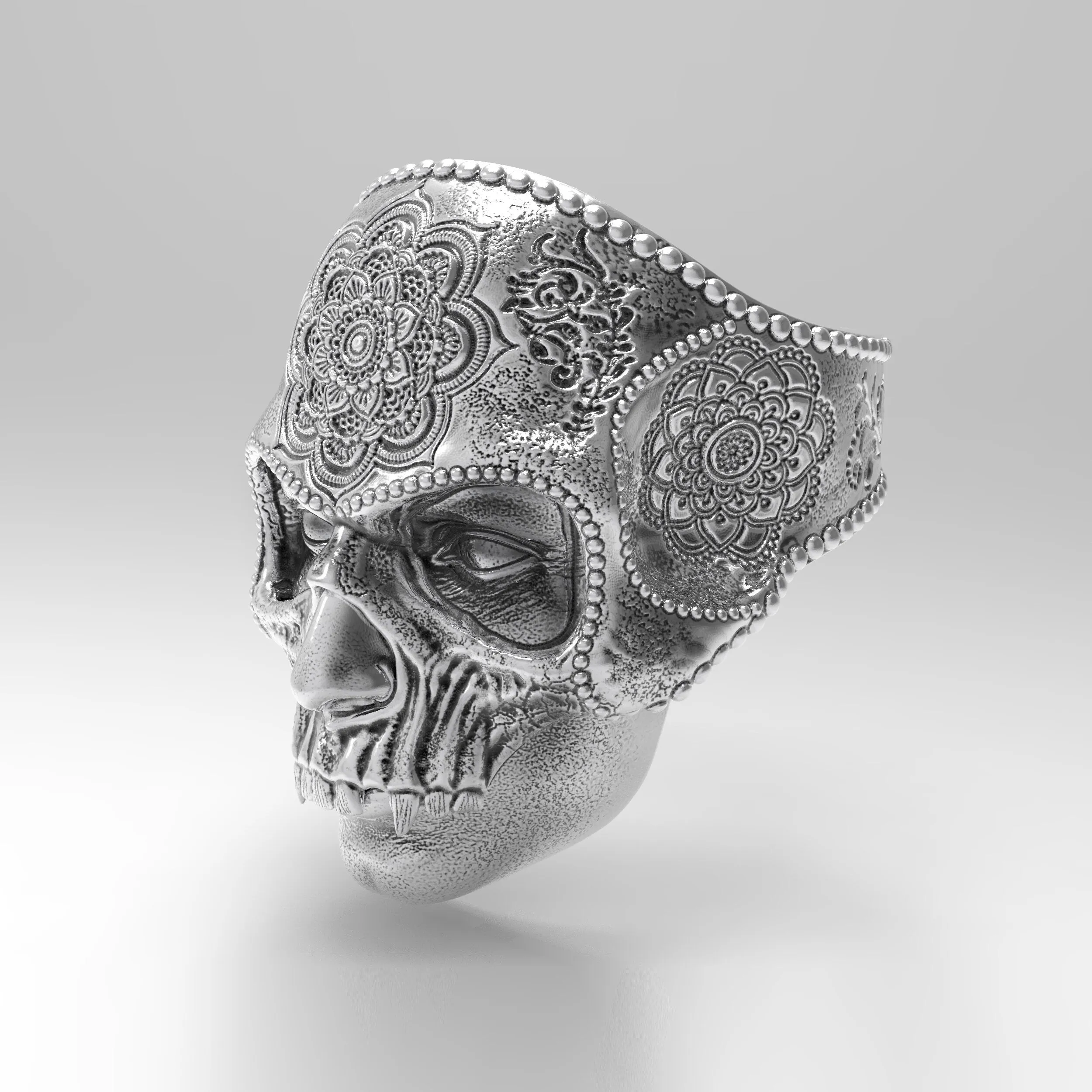 Skull Mask of ChakrasOrient Style MaskUnisex Ring Silver 925