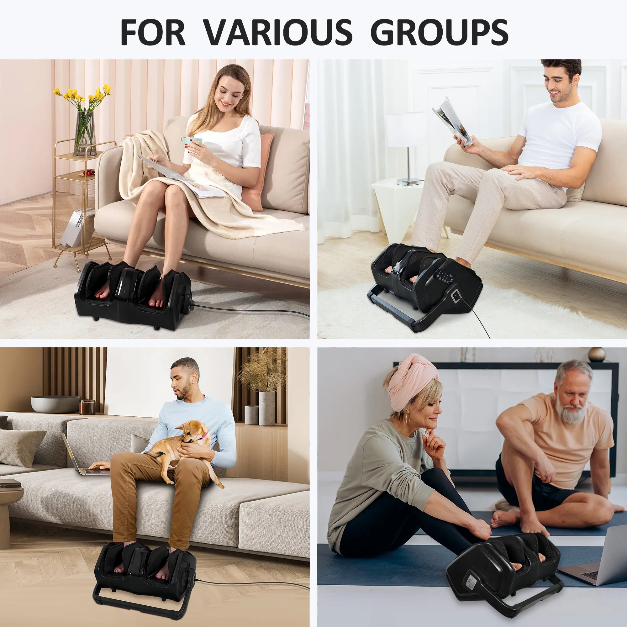 Snailax Foot Calf Massager Machine with Heat, Compression Leg Massager for Pain Relief--5K657