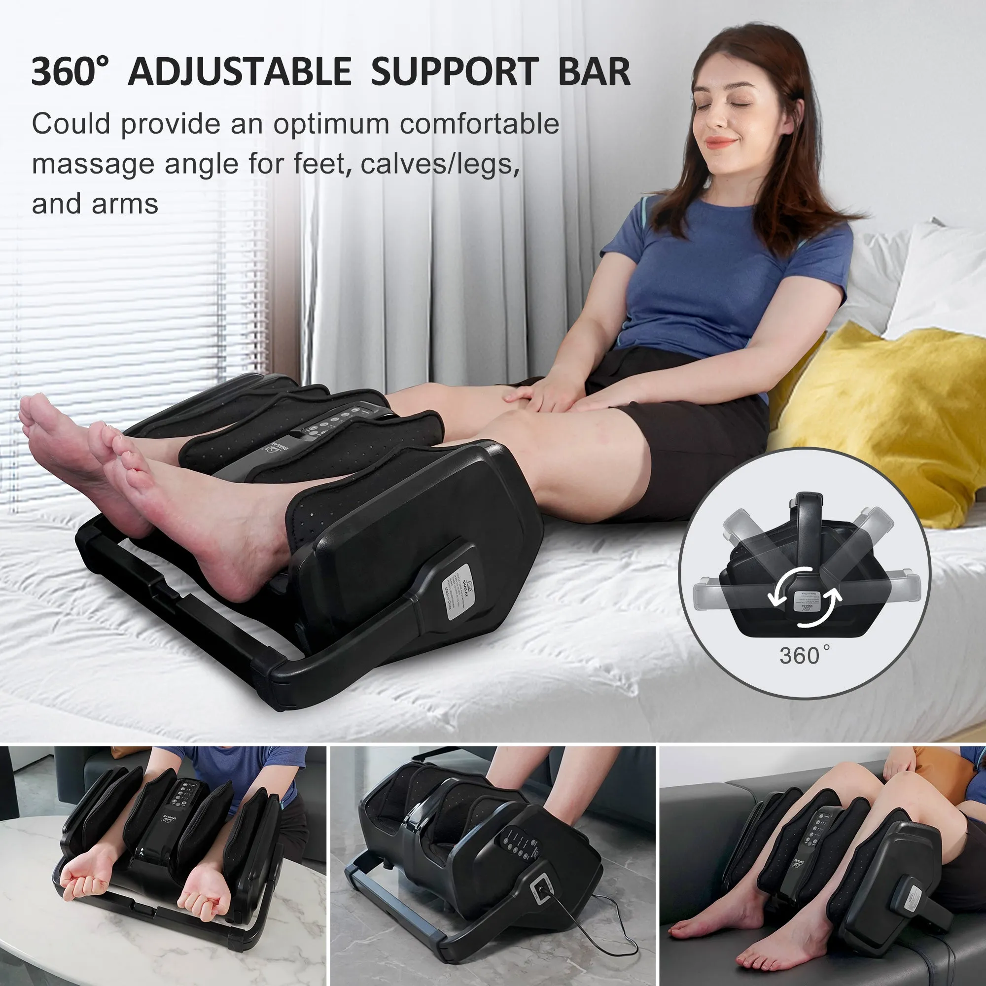 Snailax Foot Calf Massager Machine with Heat, Compression Leg Massager for Pain Relief--5K657