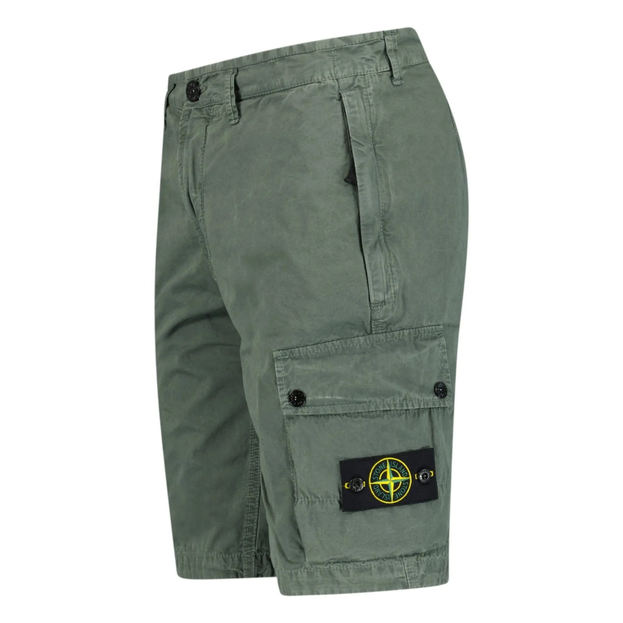 STONE ISLAND MUSK GREEN BERMUDA CARGO SHORTS