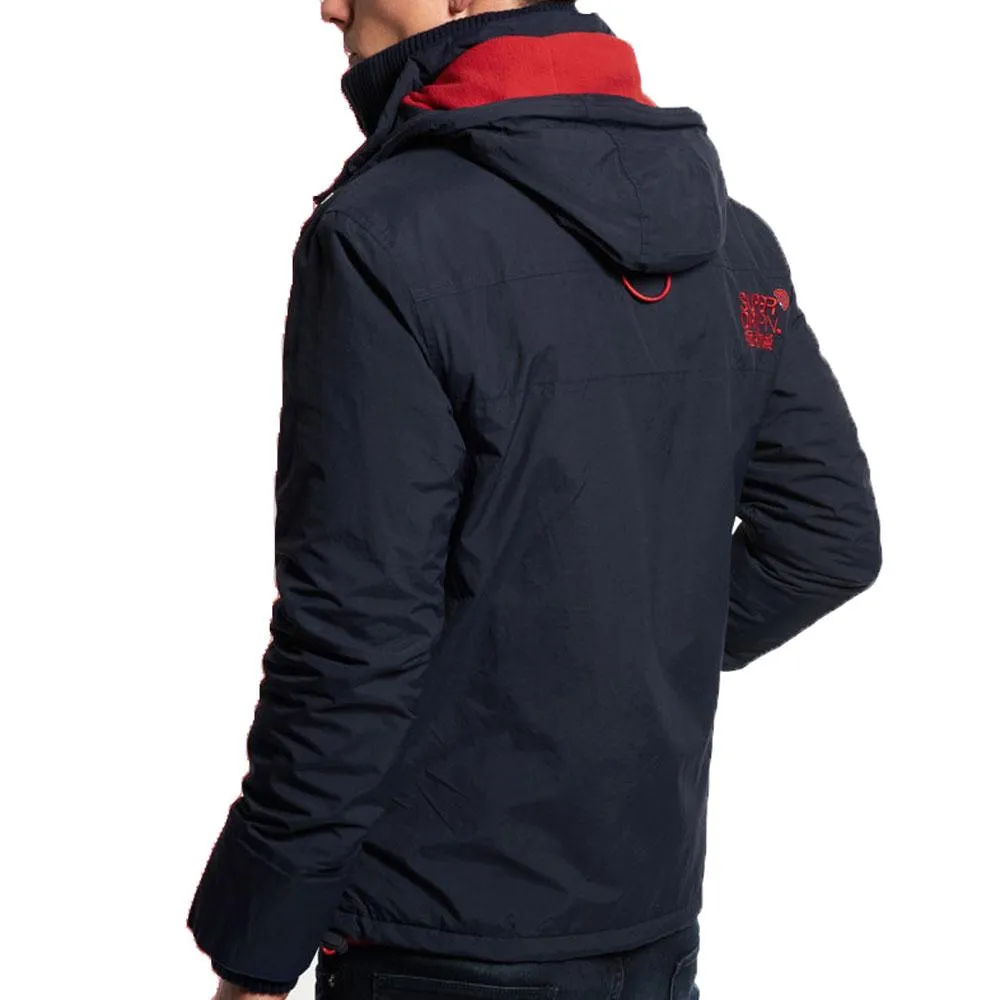 Superdry Mens Tech Hood Windcheater Zip Jacket - Nautical Navy/Rebel Red