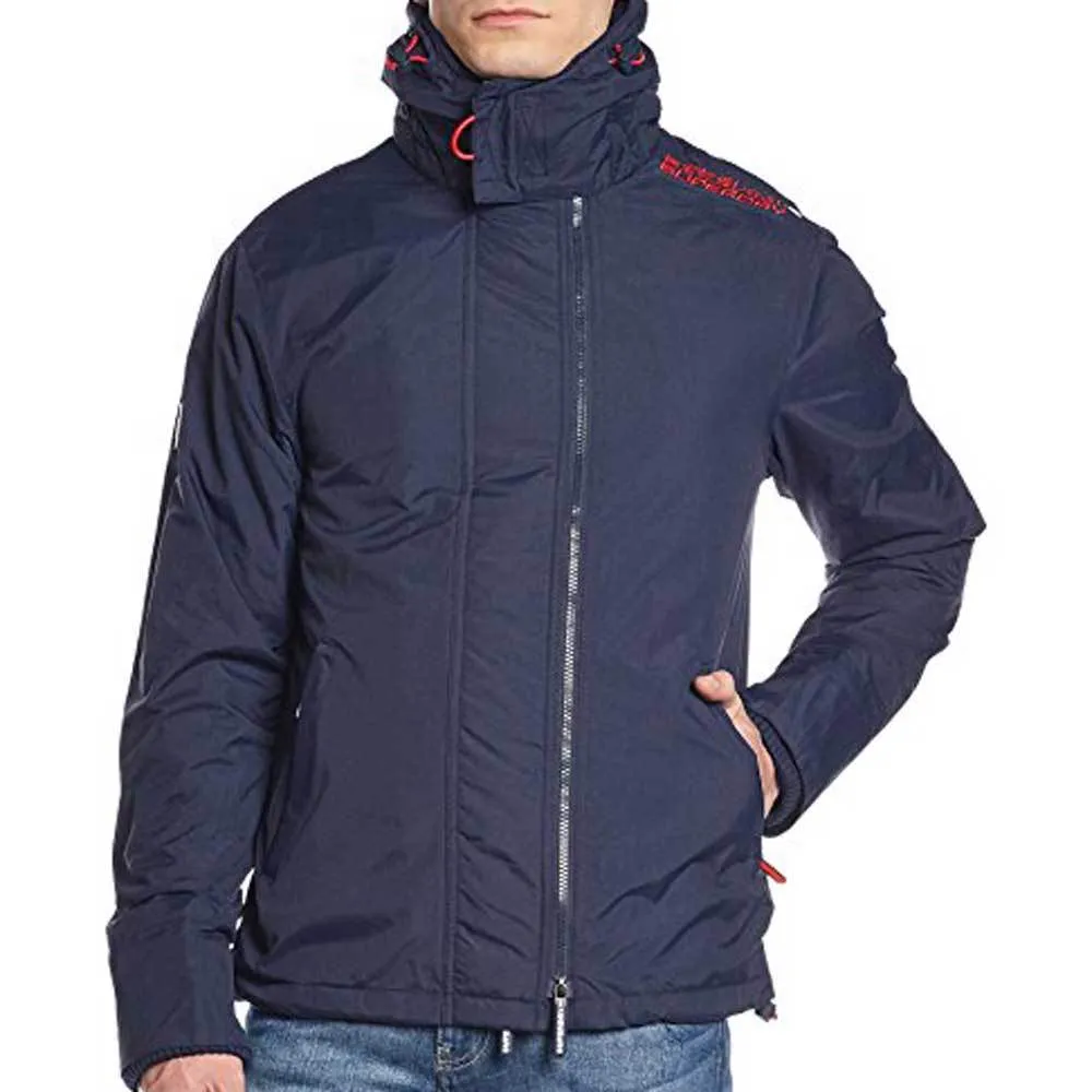 Superdry Mens Tech Hood Windcheater Zip Jacket - Nautical Navy/Rebel Red