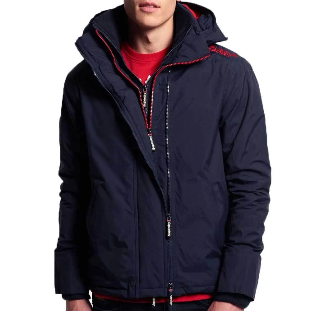 Superdry Mens Tech Hood Windcheater Zip Jacket - Nautical Navy/Rebel Red