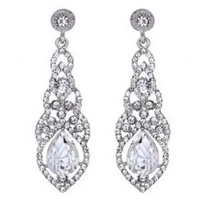 Teardrop Elegance White Gem Statement Earrings