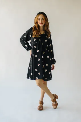 The Gwenevere Floral Detail Dress in Black