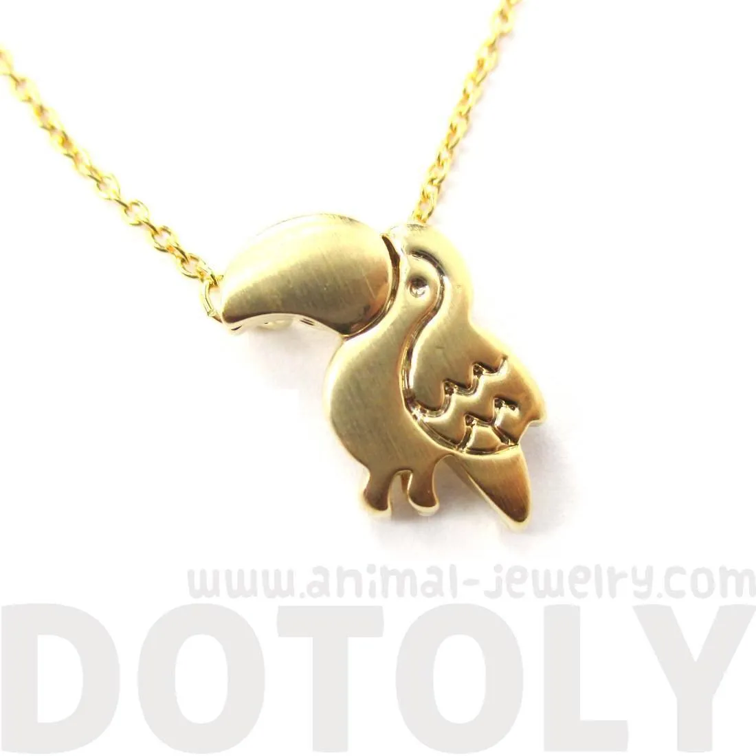 Toucan Bird Shaped Animal Themed Pendant Necklace in Gold | DOTOLY