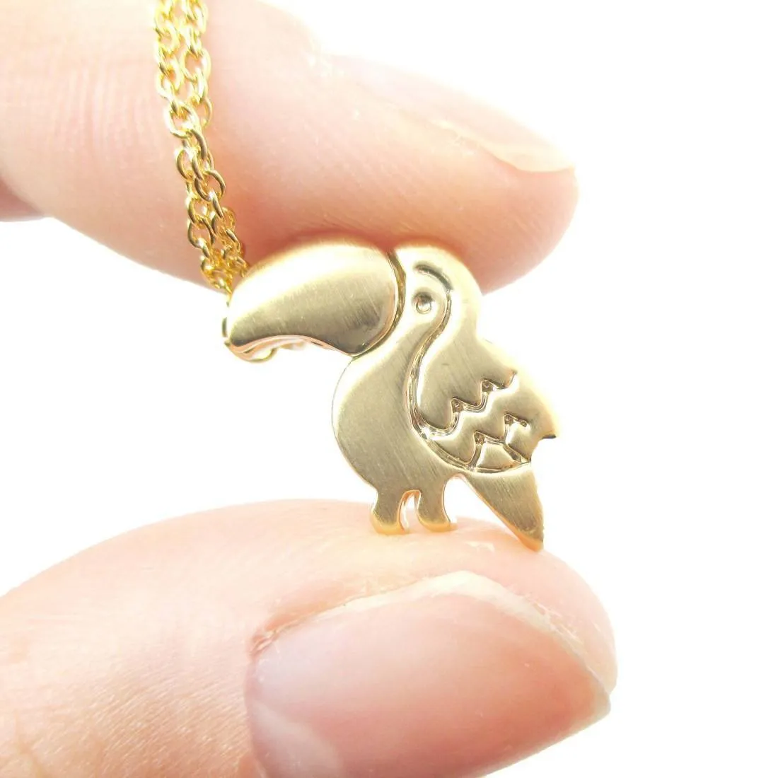 Toucan Bird Shaped Animal Themed Pendant Necklace in Gold | DOTOLY