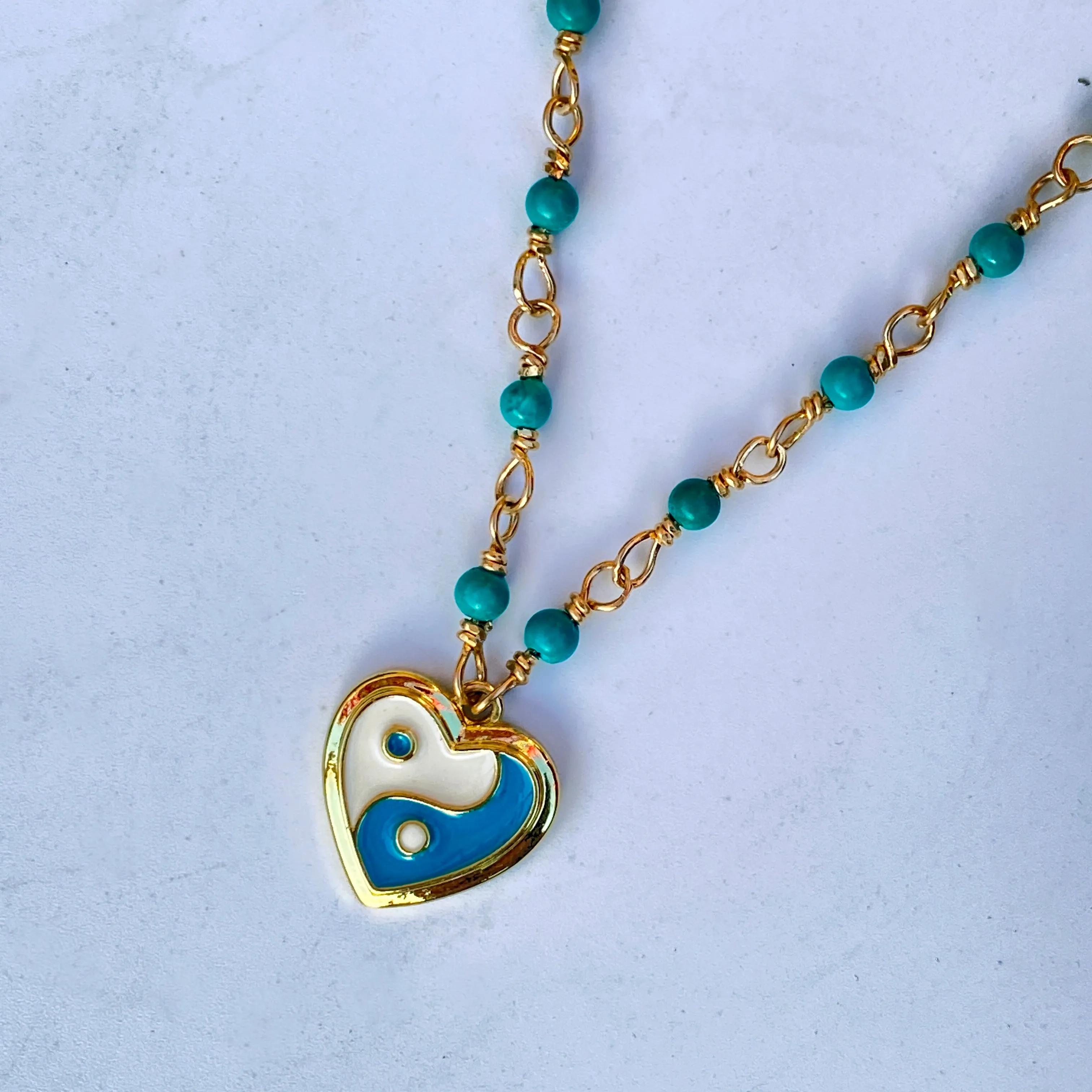 Turquoise and Yin Yang Necklace