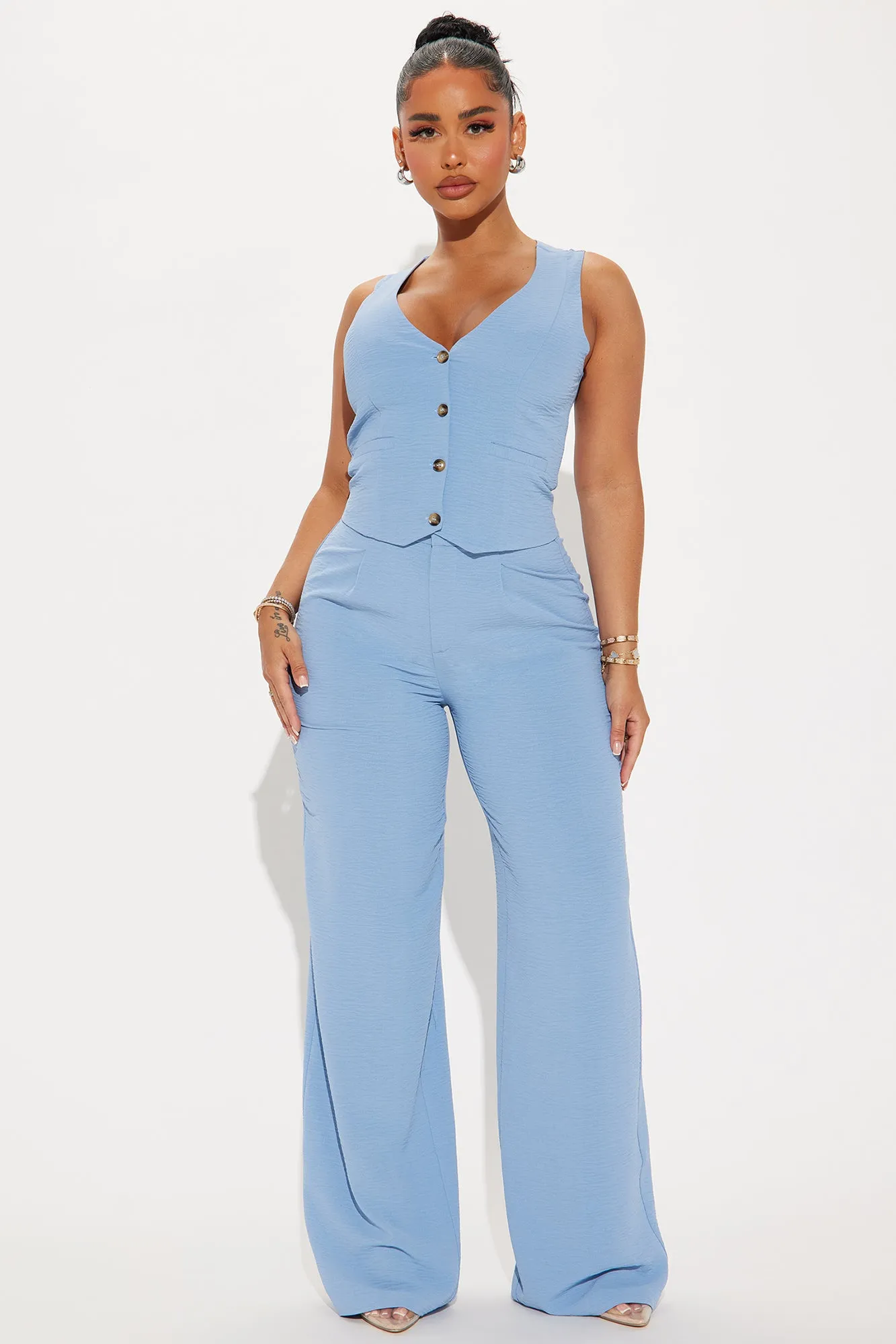 Vanessa Vest Pant Set  - Slate Blue