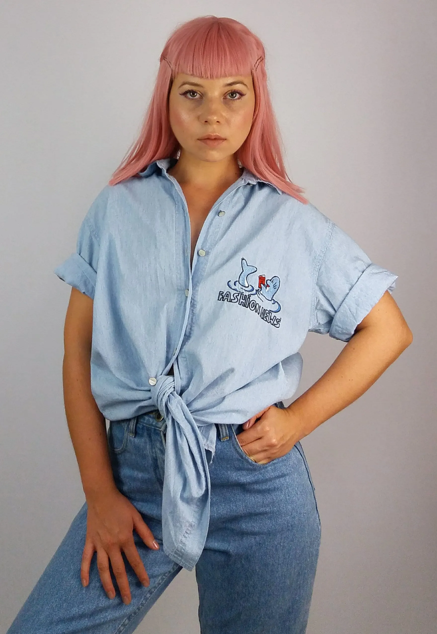 Vintage 90's Lightweight Oversized Denim Shirt - size S-M