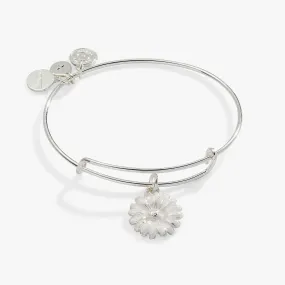 White Daisy Charm Bangle Bracelet